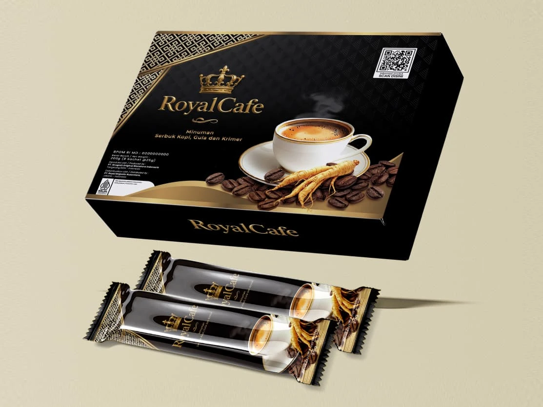 Kemasan RoyalCafe hitam premium